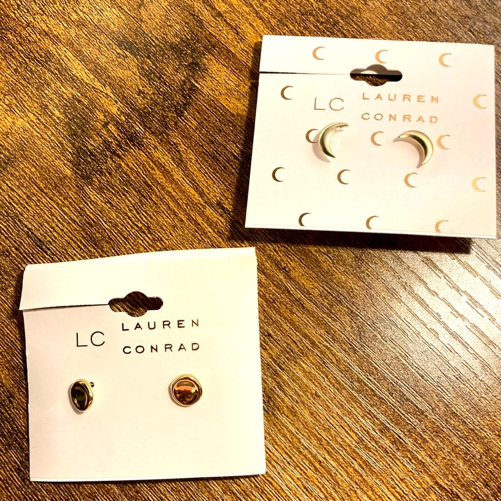 Lauren Conrad, two pair of gold tone stud earrings